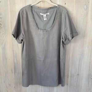 Diane Von Furstenberg Gray Short Sleeve Leather Top